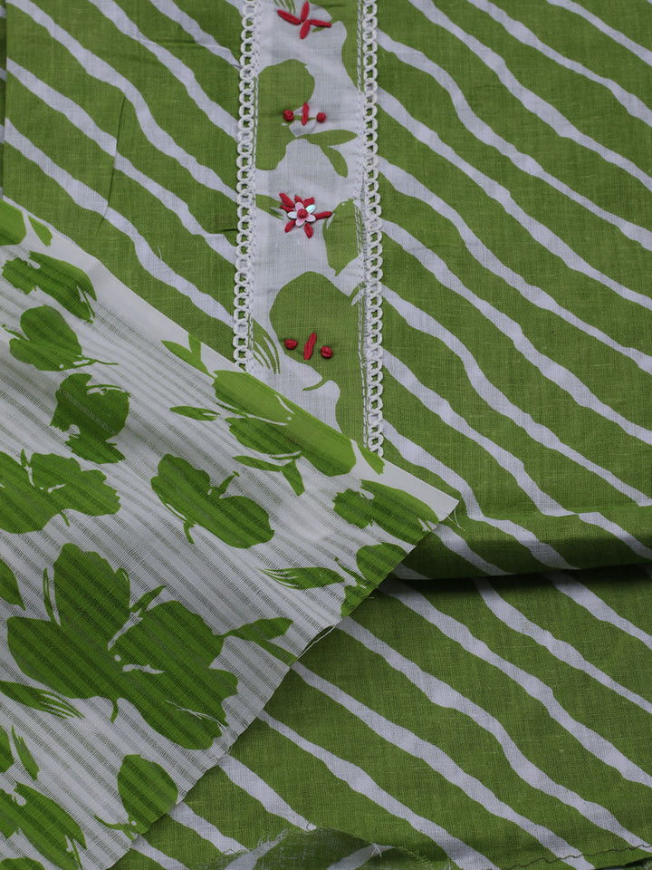 Printed Cotton Blend Unstitched Suit With Dupatta