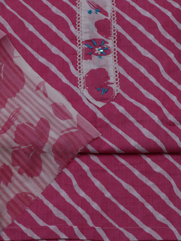 Printed Cotton Blend Unstitched Suit With Dupatta