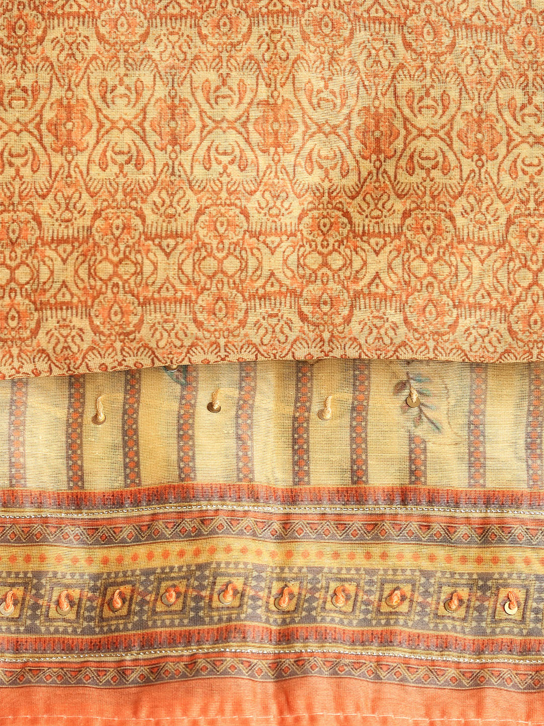 Printed Booti Chanderi Unstitched Suit With Dupatta