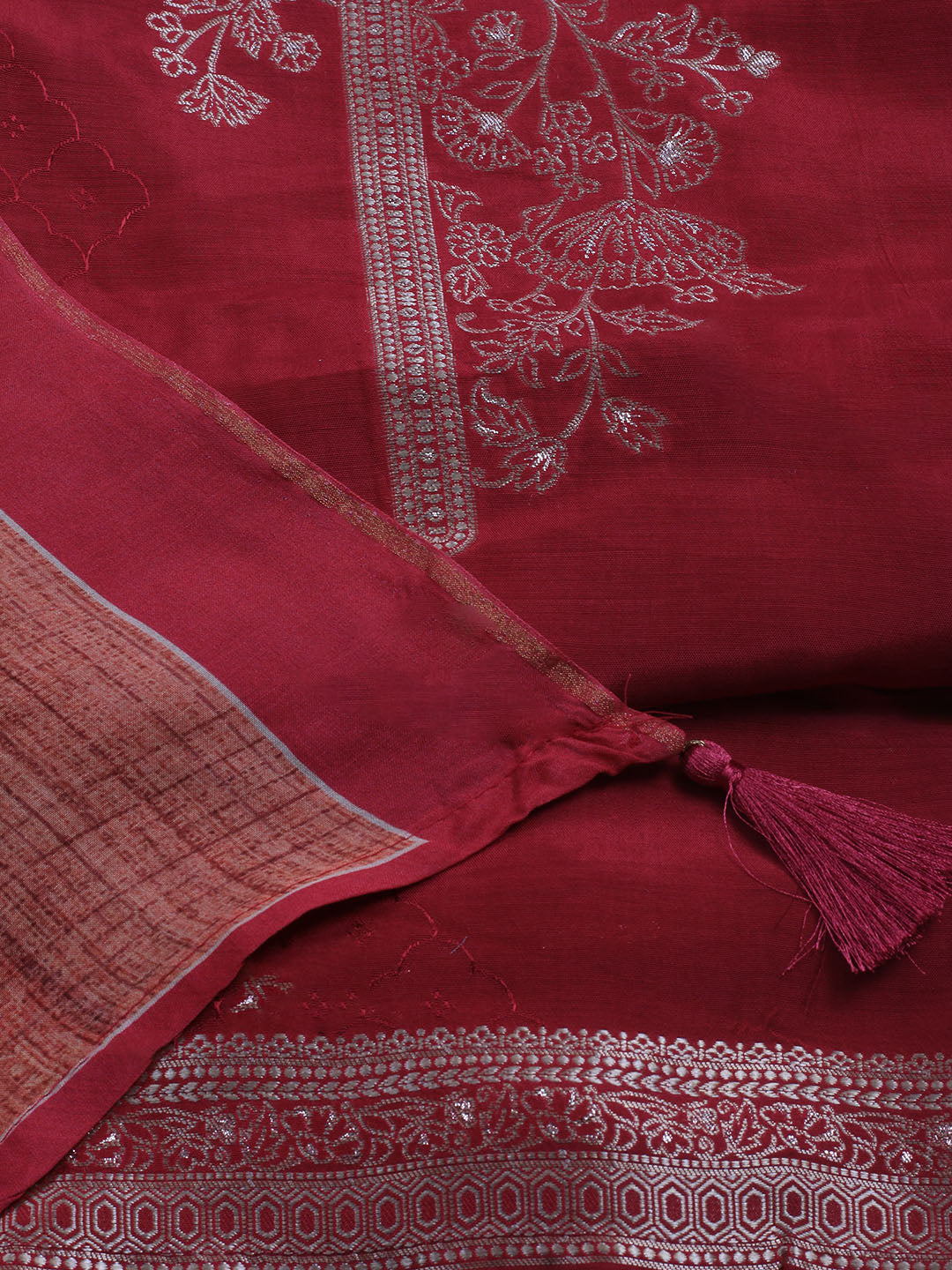 Zardozi Art Silk Unstitched Suit Piece With Dupatta