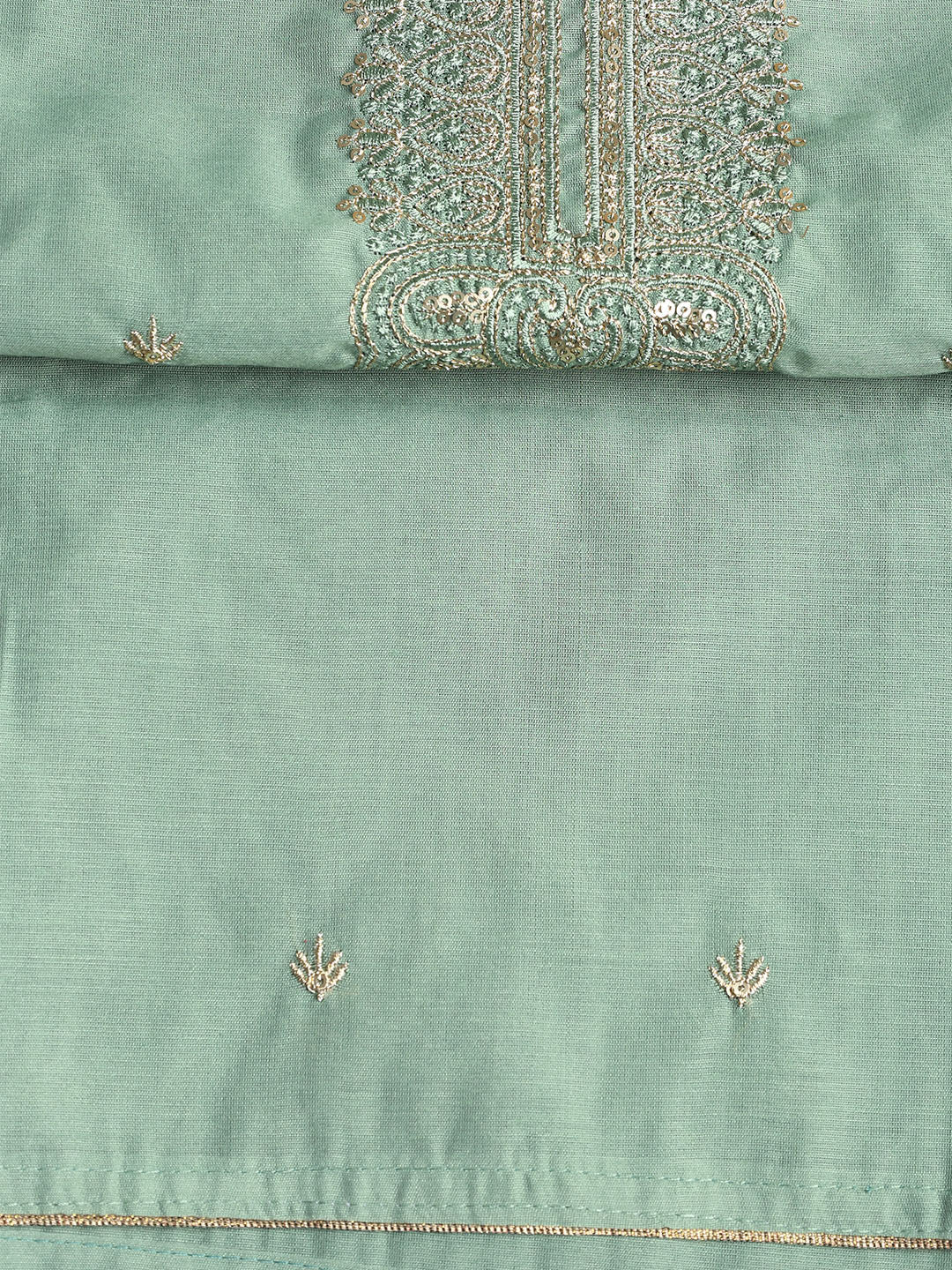 Embroidered Chanderi Unstitched Suit With Dupatta