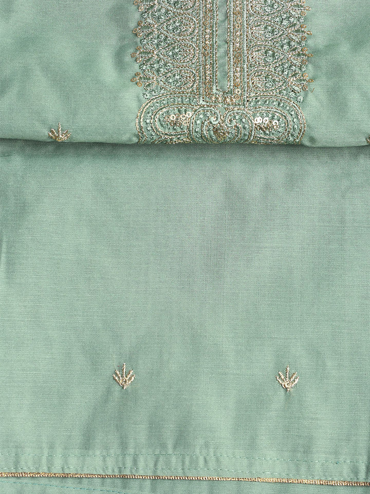 Embroidered Chanderi Unstitched Suit With Dupatta