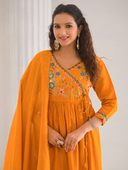 Neck Embroidery Cotton Blend Kurta With Pants & Dupatta