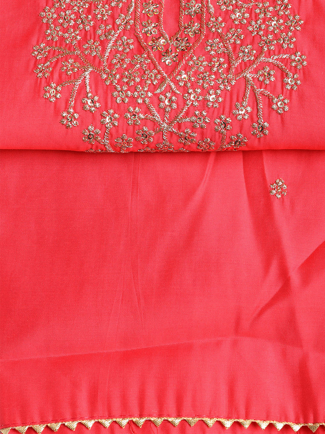 Neck Embroidered Chanderi Unstitched Suit With Dupatta