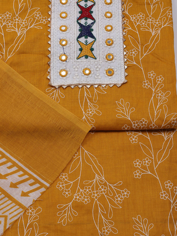 Printed Cotton Blend Unstitched Suit With Dupatta