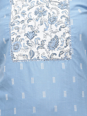 Printed Cotton Blend Unstitched Suit With Dupatta