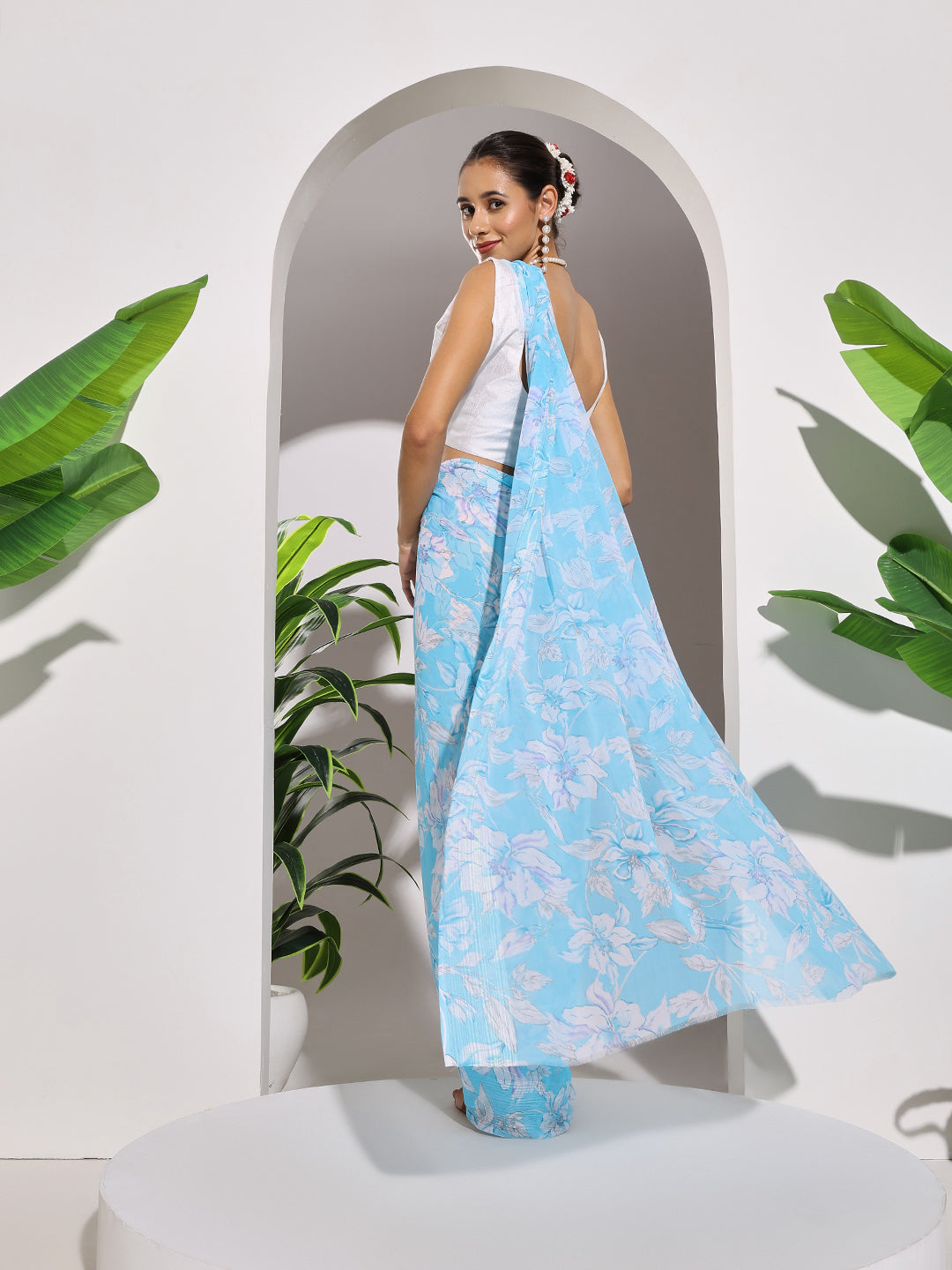 Floral Printed Georgette Saree
