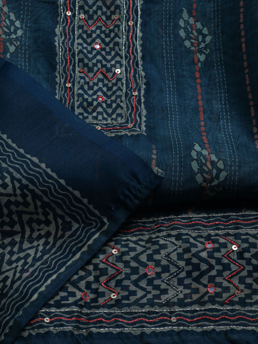 Printed Chanderi Unstitched Suit With Dupatta