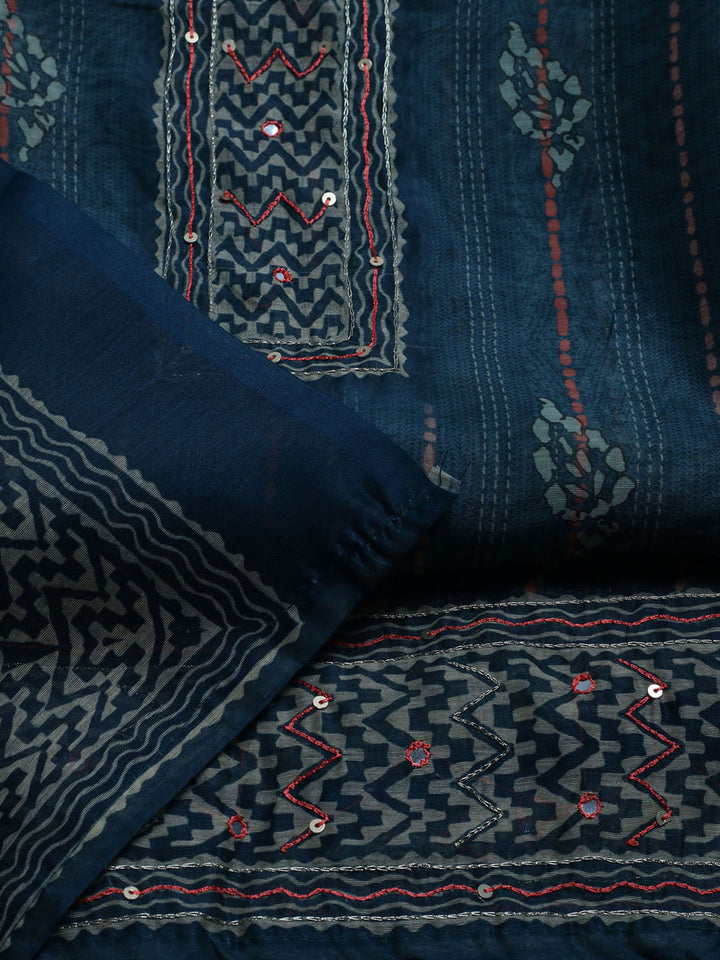 Printed Chanderi Unstitched Suit With Dupatta