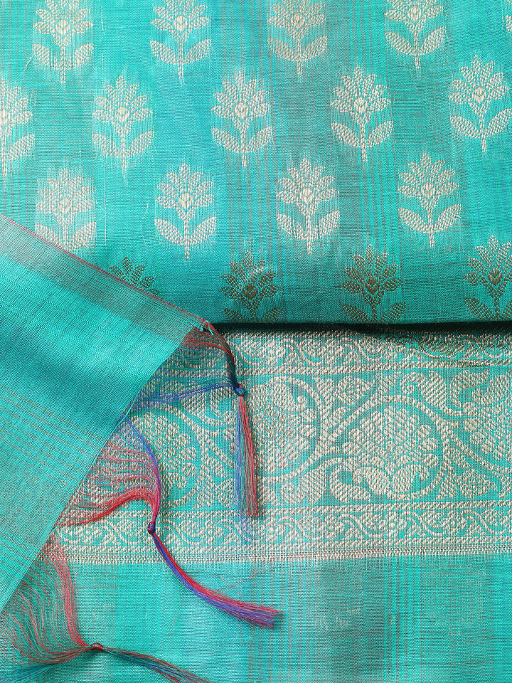 Woven Design Chanderi Unstitched Suit With Pant &amp; Dupatta