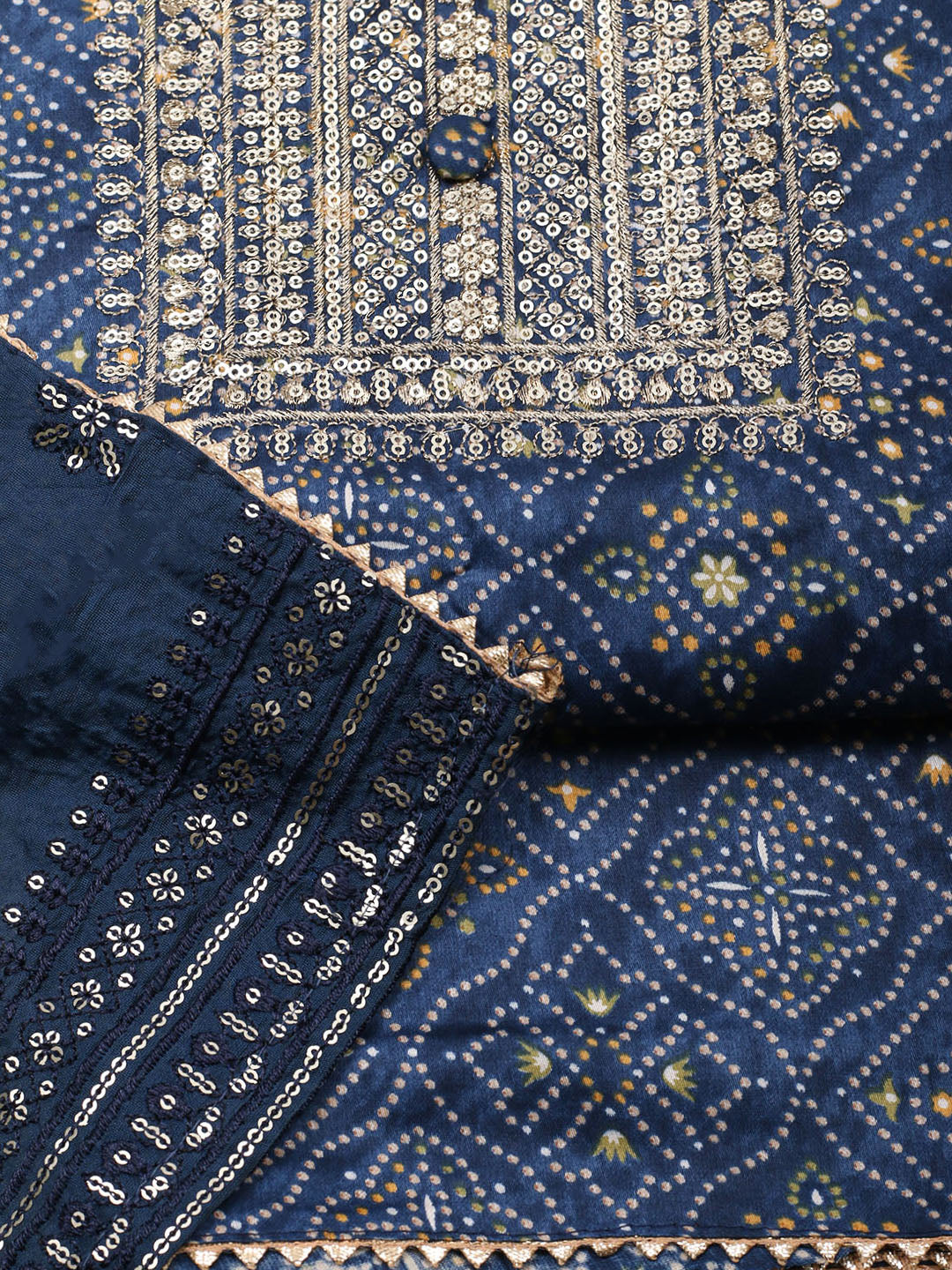 Embroidered Cotton Unstitched Suit With Pant &amp; Dupatta