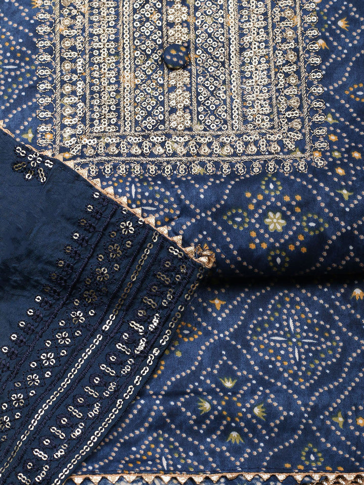 Embroidered Cotton Unstitched Suit With Pant &amp; Dupatta