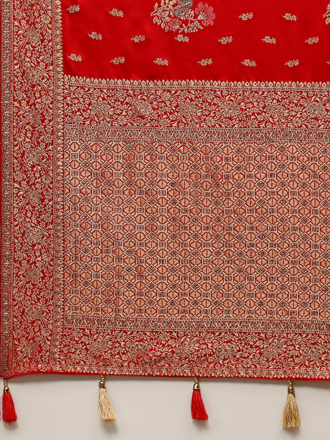 Stone Work Satin Embroidery Saree