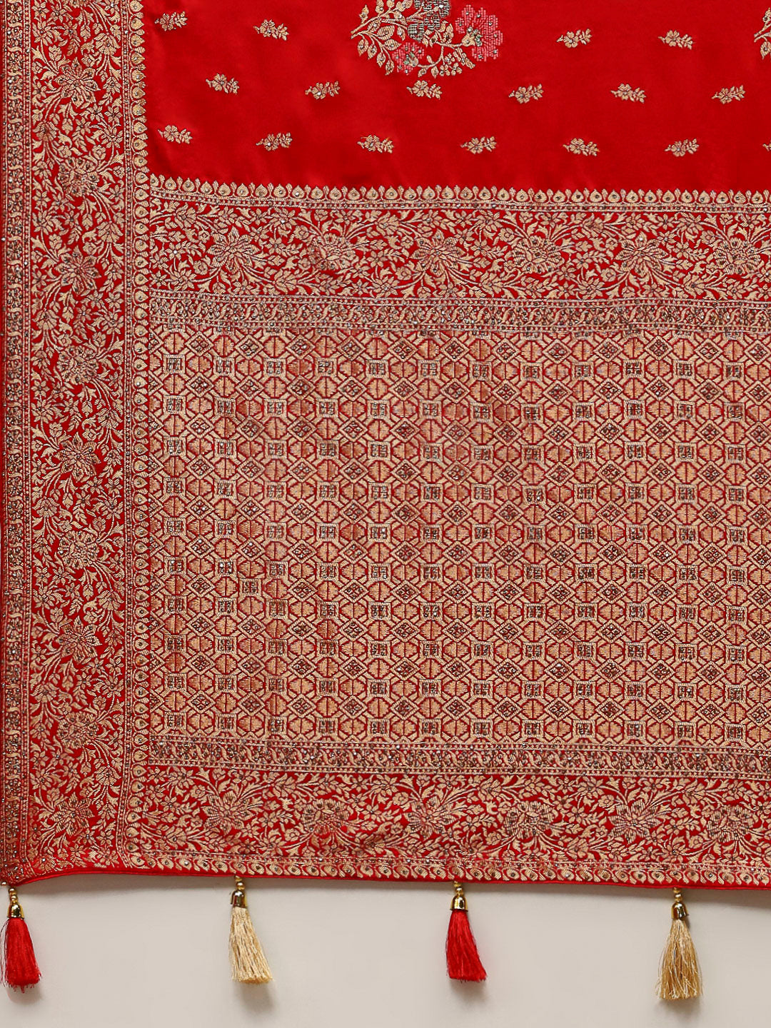 Stone Work Satin Embroidery Saree