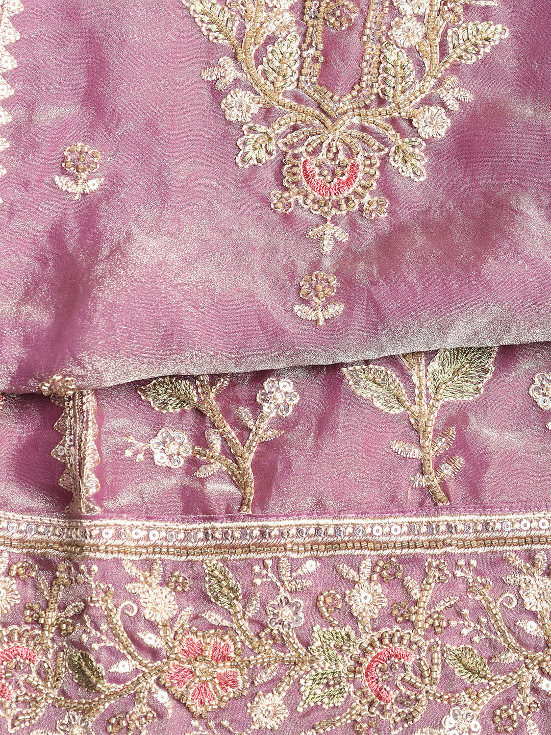 Embroidered Tissue Unstitched Suit With Dupatta