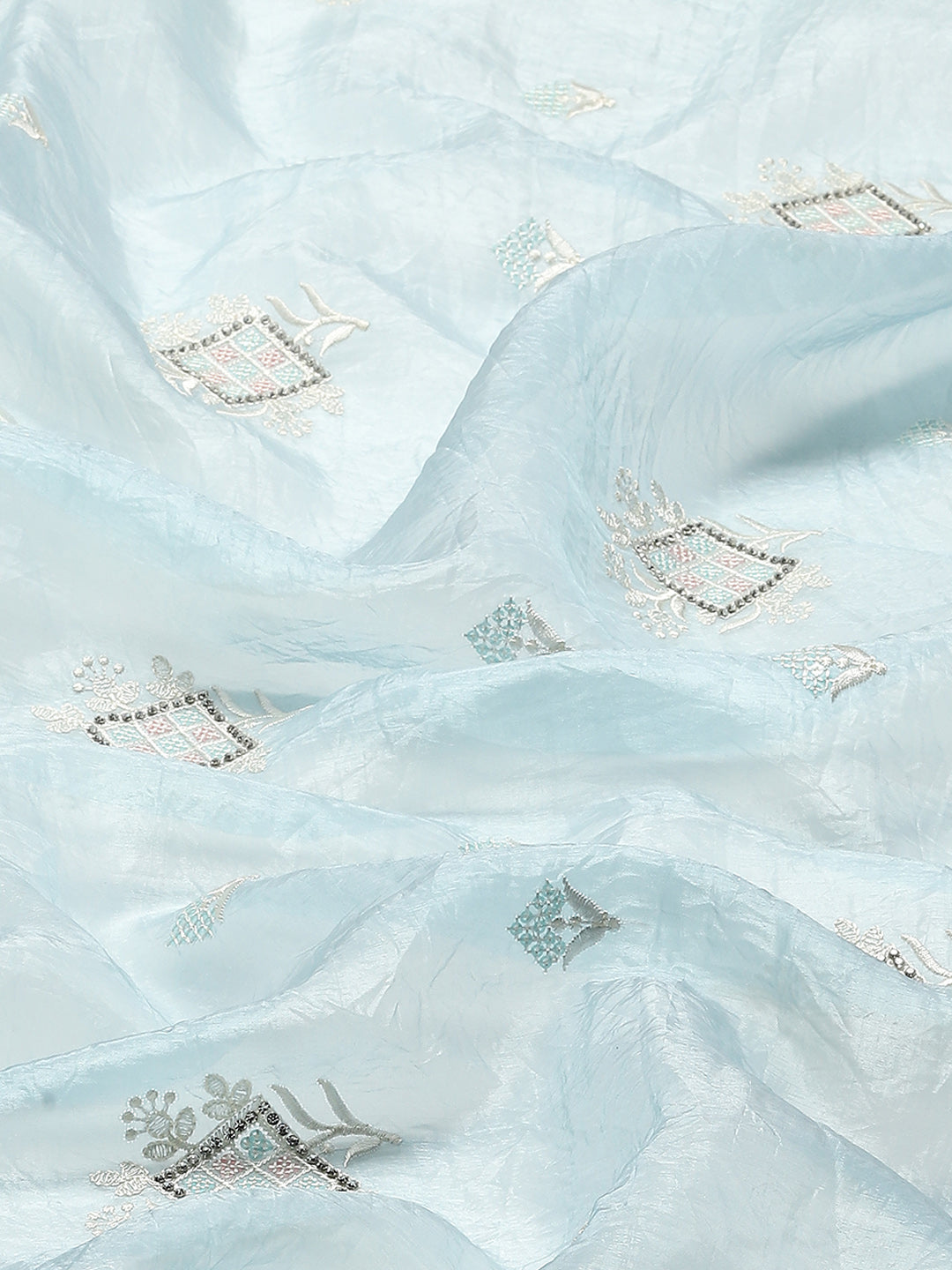 Zari Border Printed Organza Saree