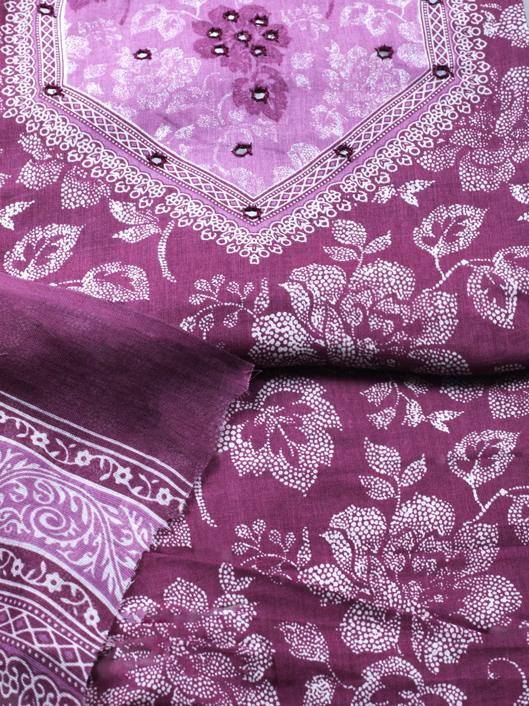 Printed Cotton Blend Unstitched Suit With Pant &amp; Dupatta