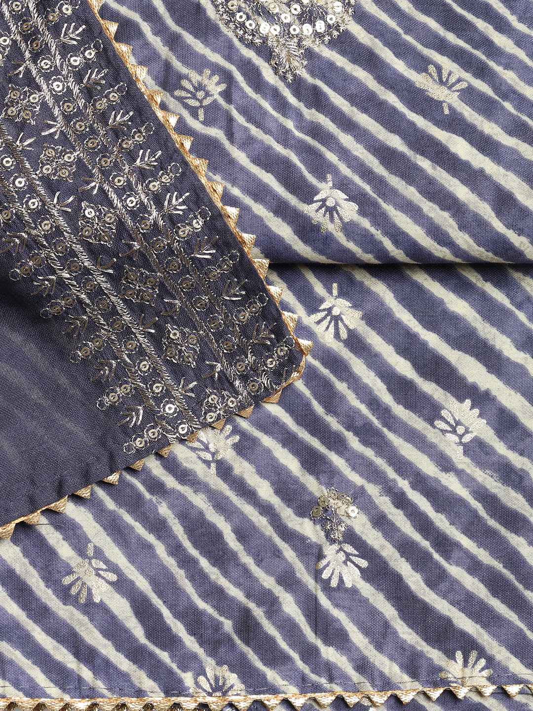 Sequence Work Chanderi Unstitched Suit With Dupatta