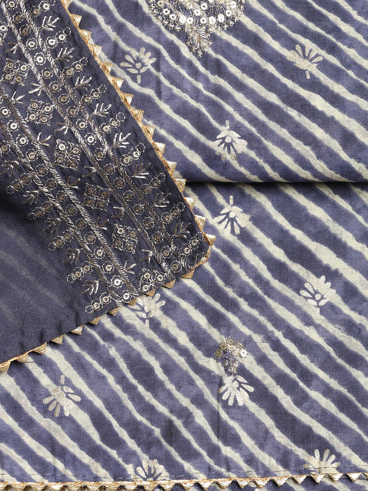Sequence Work Chanderi Unstitched Suit With Dupatta