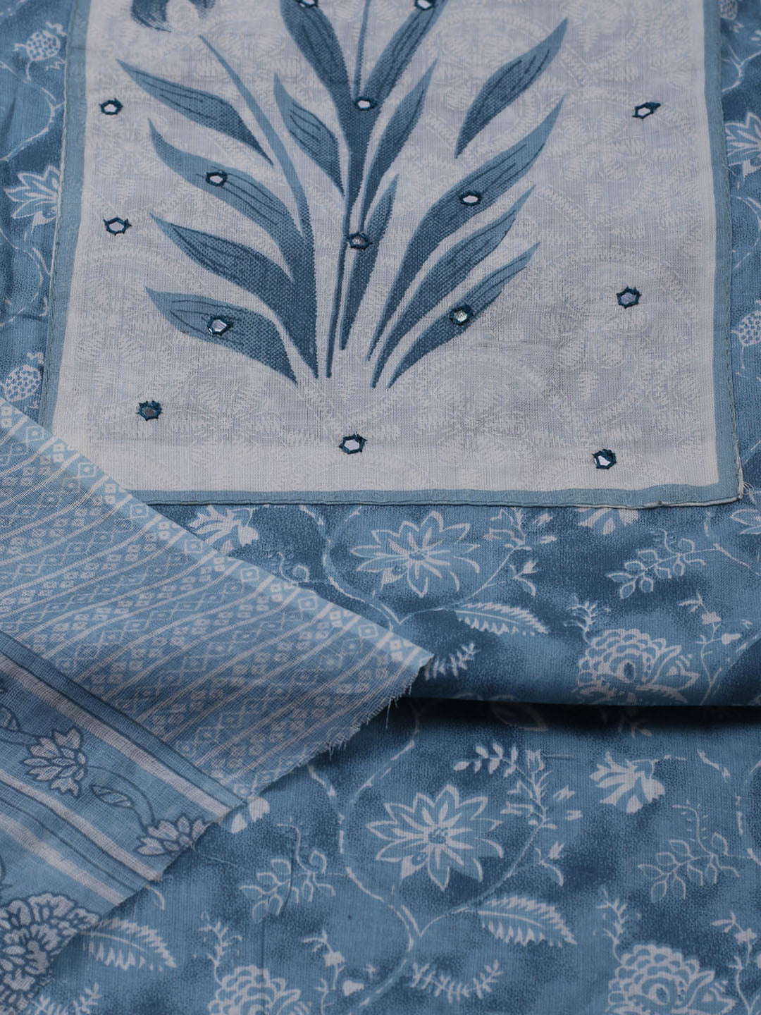 Printed Cotton Blend Unstitched Suit With Dupatta