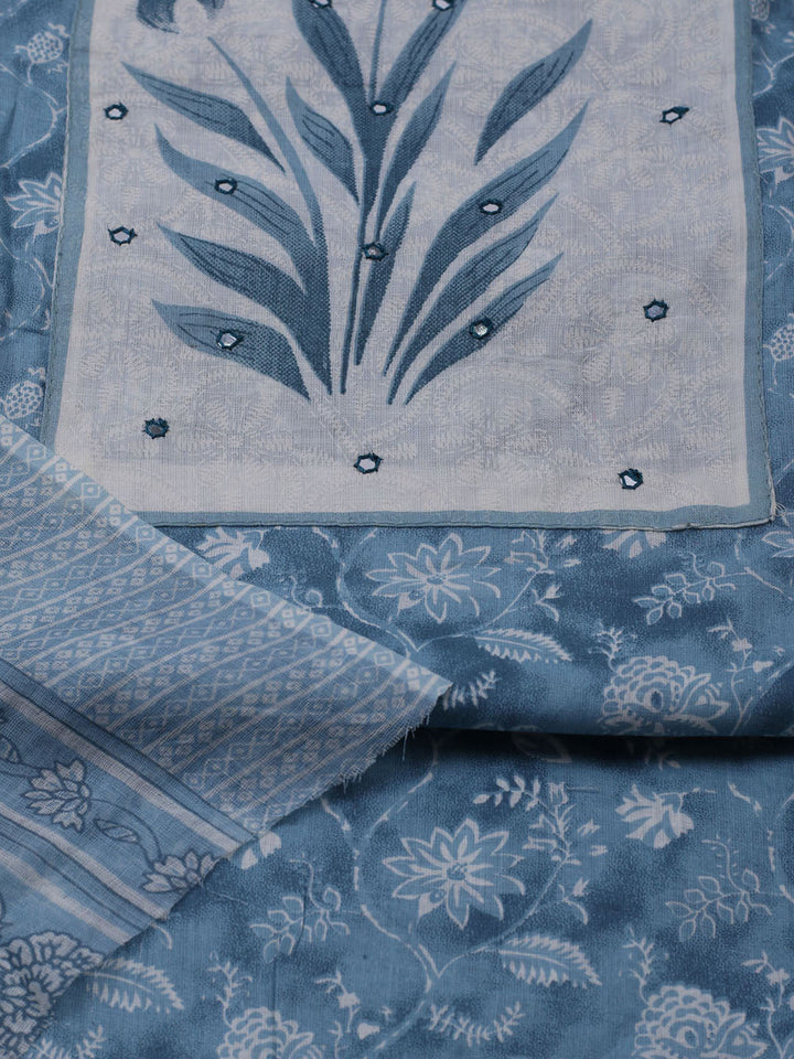 Printed Cotton Blend Unstitched Suit With Dupatta