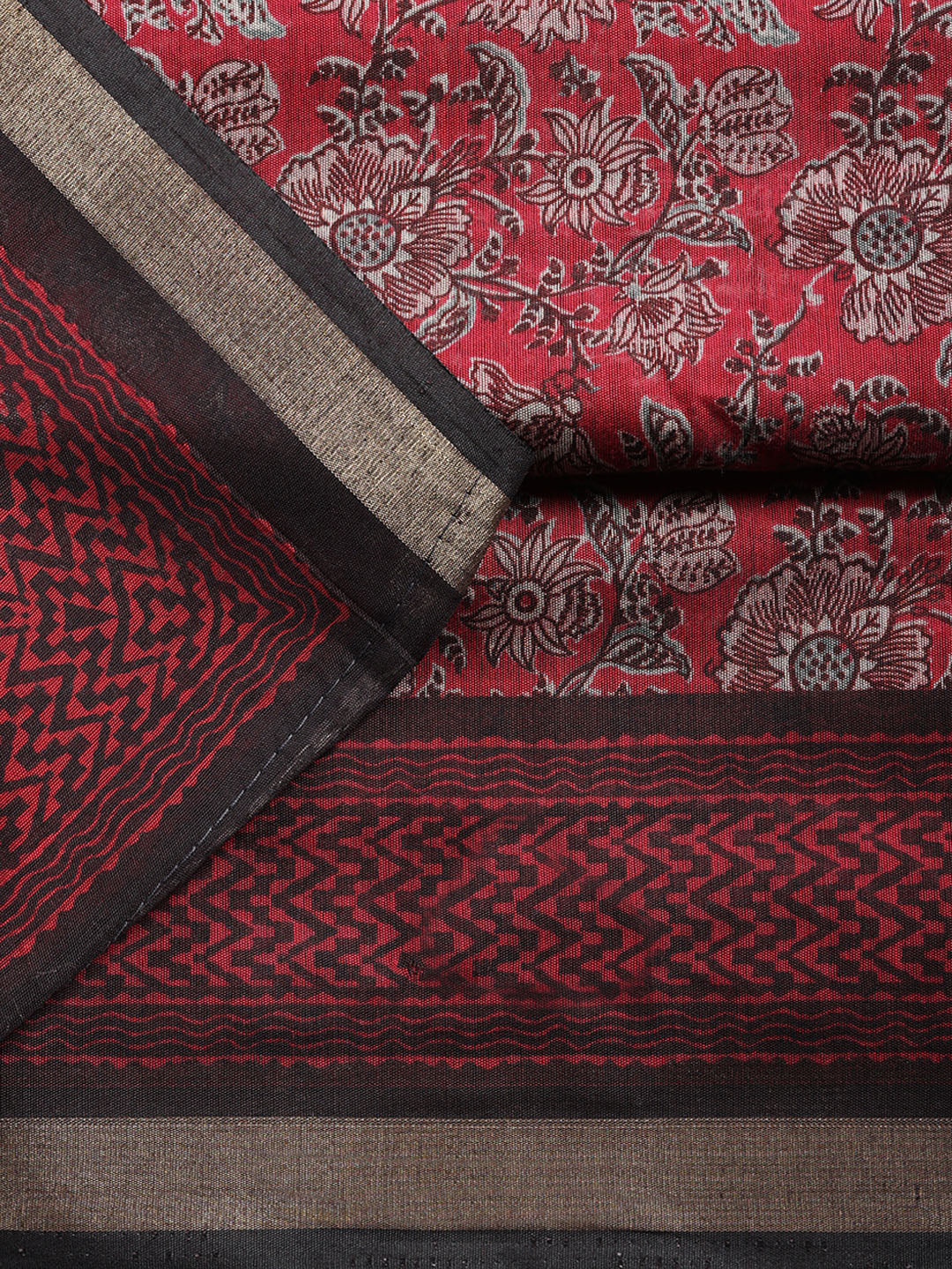 Printed, Cotton Blend Unstitched Suit With Pant &amp; Dupatta