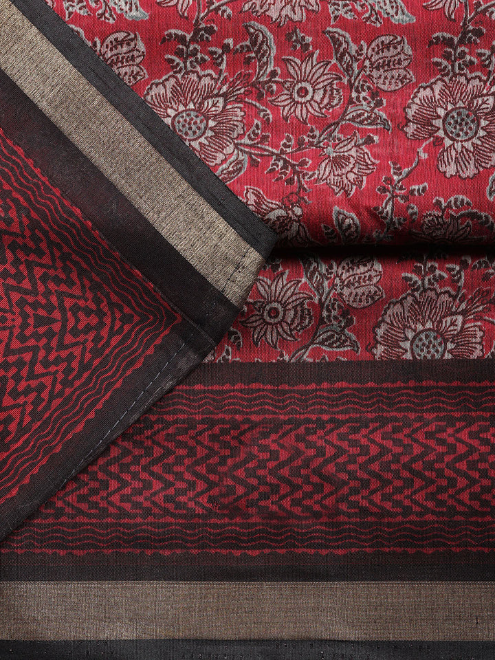 Printed, Cotton Blend Unstitched Suit With Pant &amp; Dupatta