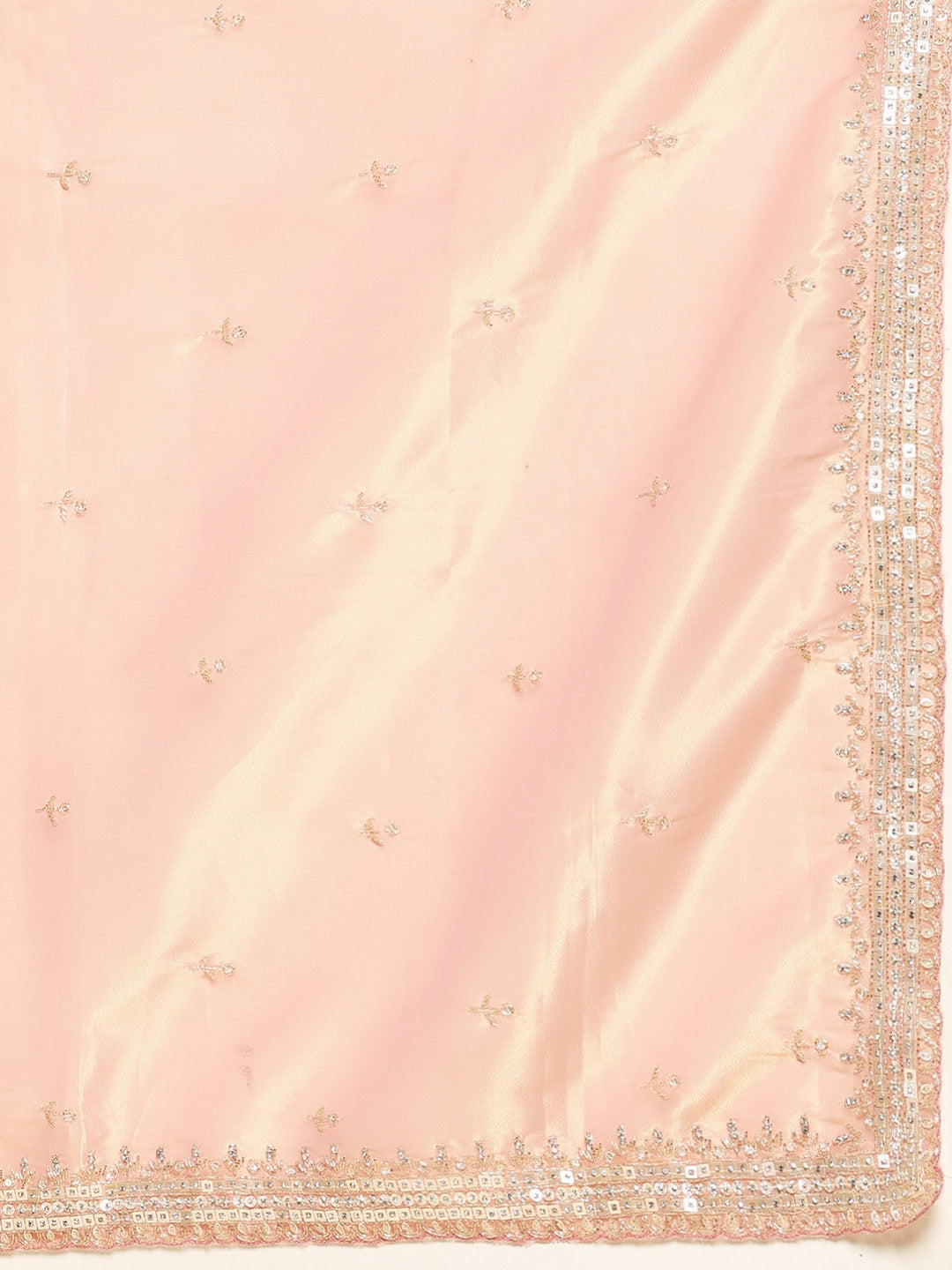 Stone &amp; Sequin Embroidered Tissue Saree