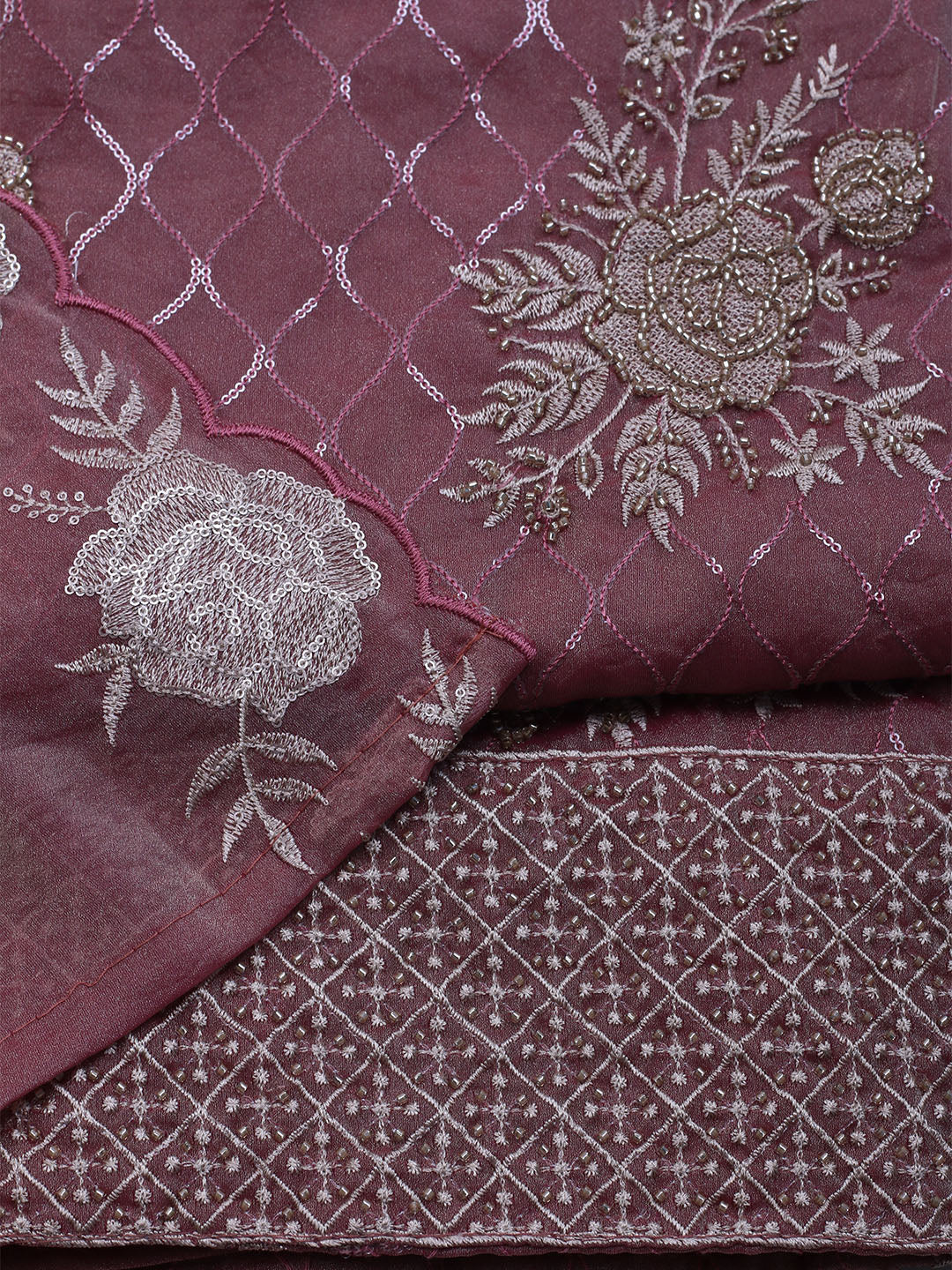 Embroidered Tissue Unstitched Suit With Dupatta
