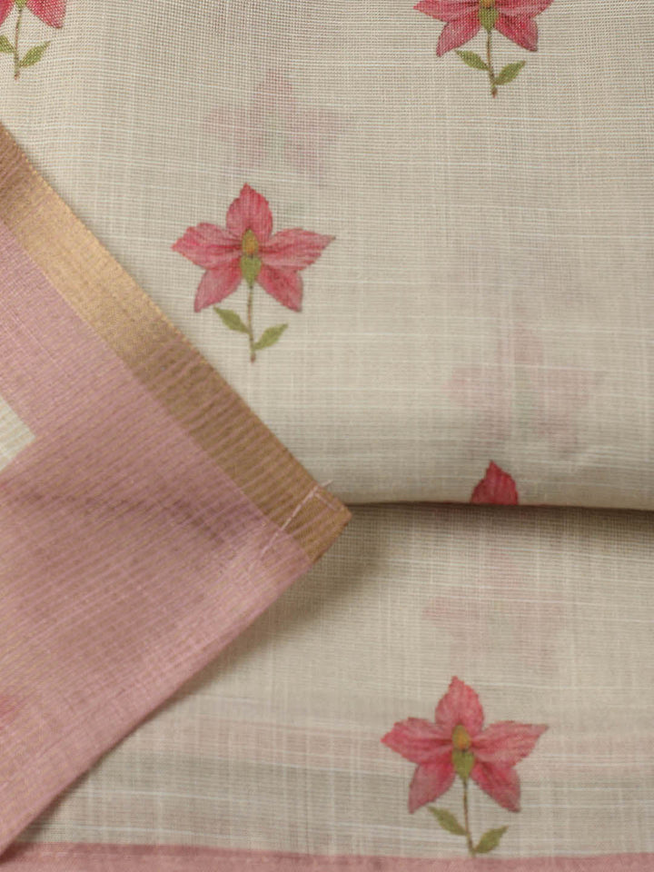 Printed Tissue Unstitched Suit With Pant &amp; Dupatta