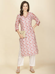 Floral Printed Chanderi Kurta With Pants