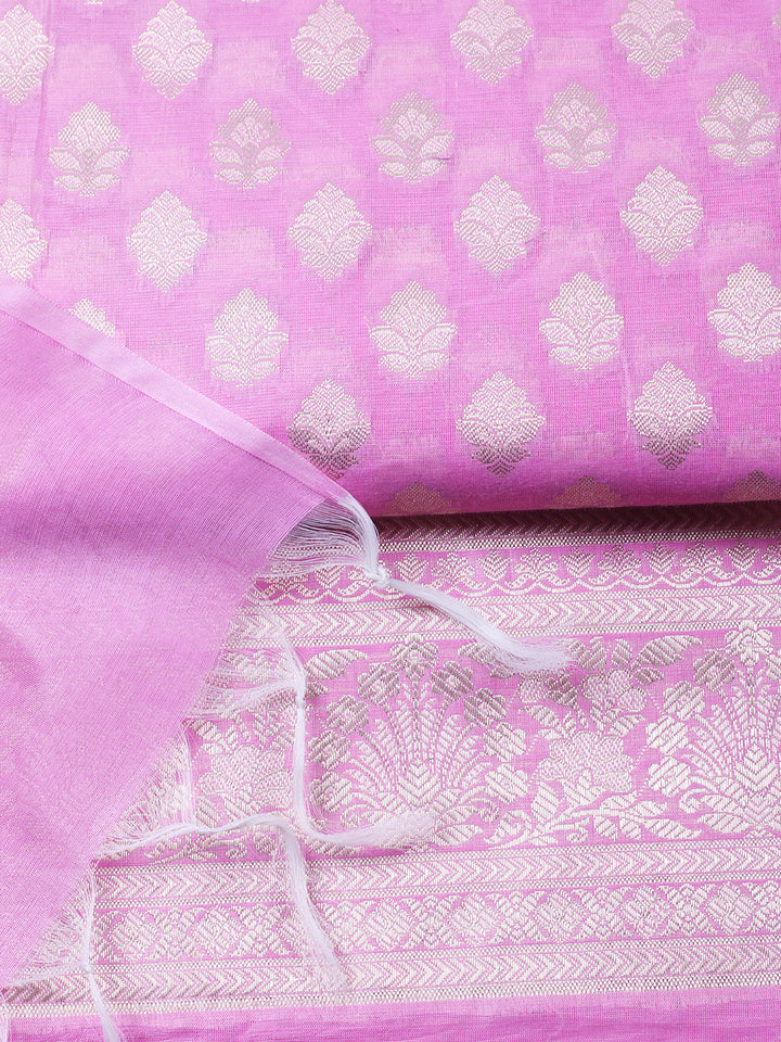 Woven Design Chanderi Unstitched Suit With Pant &amp; Dupatta