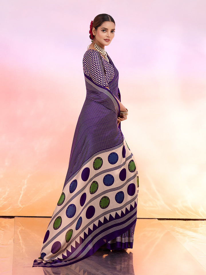 Printed Satin Saree