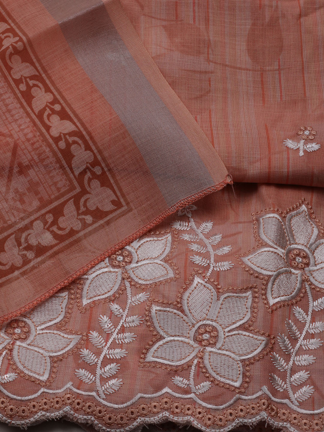 Neck Embroidered Cotton Blend Unstitched Suit With Dupatta