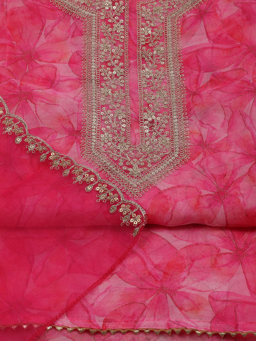 Zari Jaal Art Silk Unstitched Suit With Dupatta