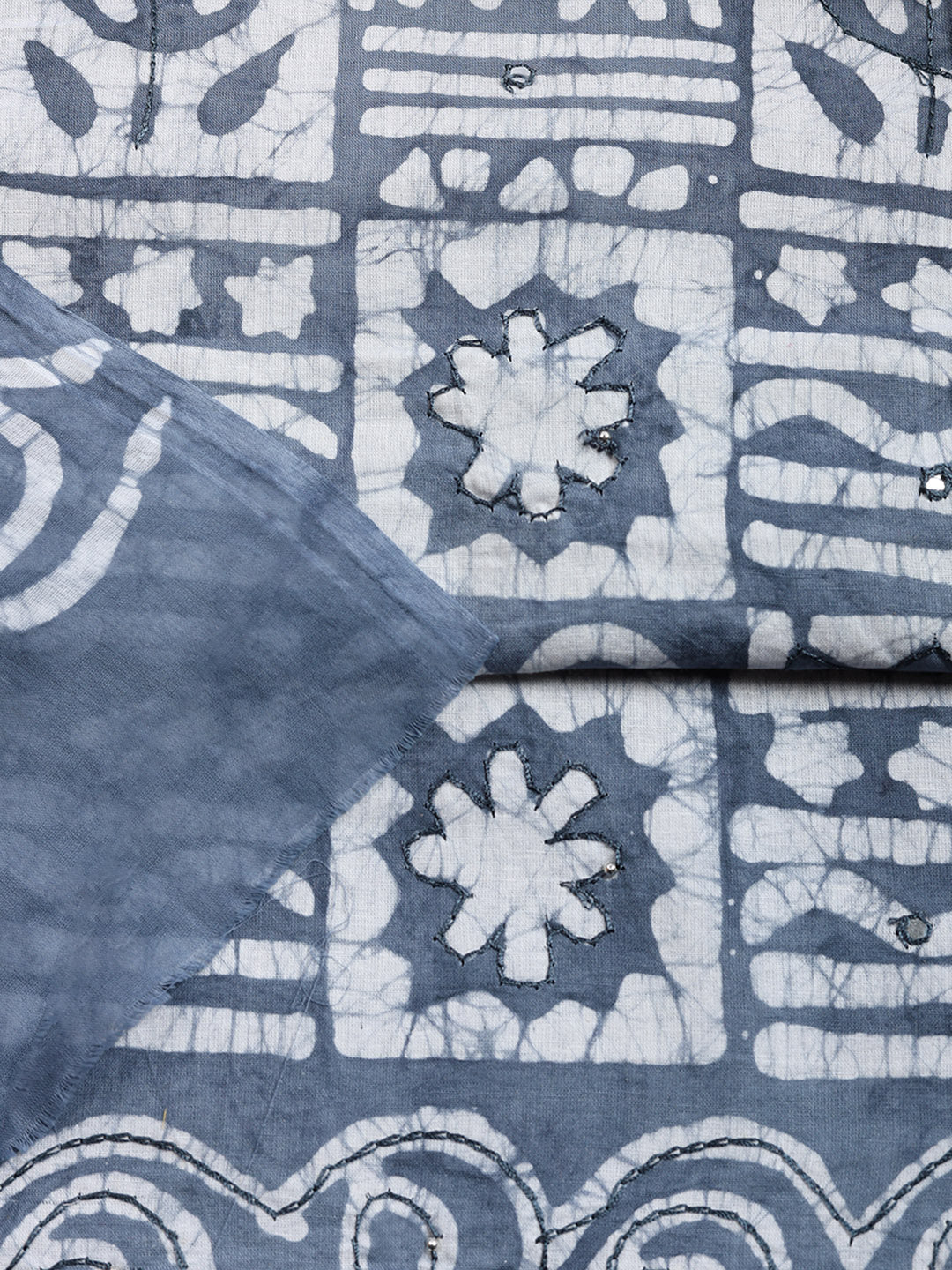 Printed Cotton Blend Unstitched Suit With Pant &amp; Dupatta