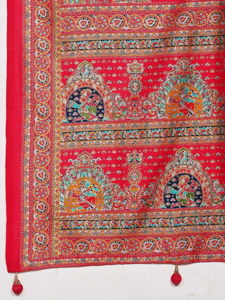 Digital Print Art Silk Saree