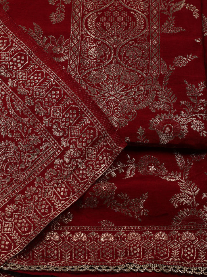 Woven Design Chanderi Unstitched Suit With Dupatta