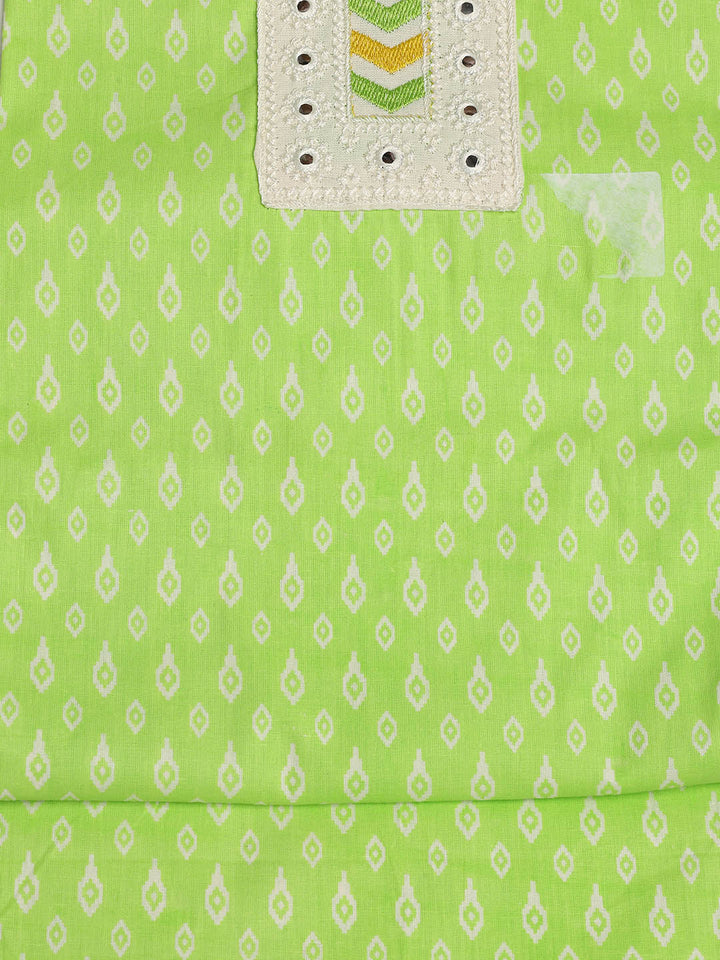 Printed Cotton Blend Unstitched Suit With Dupatta