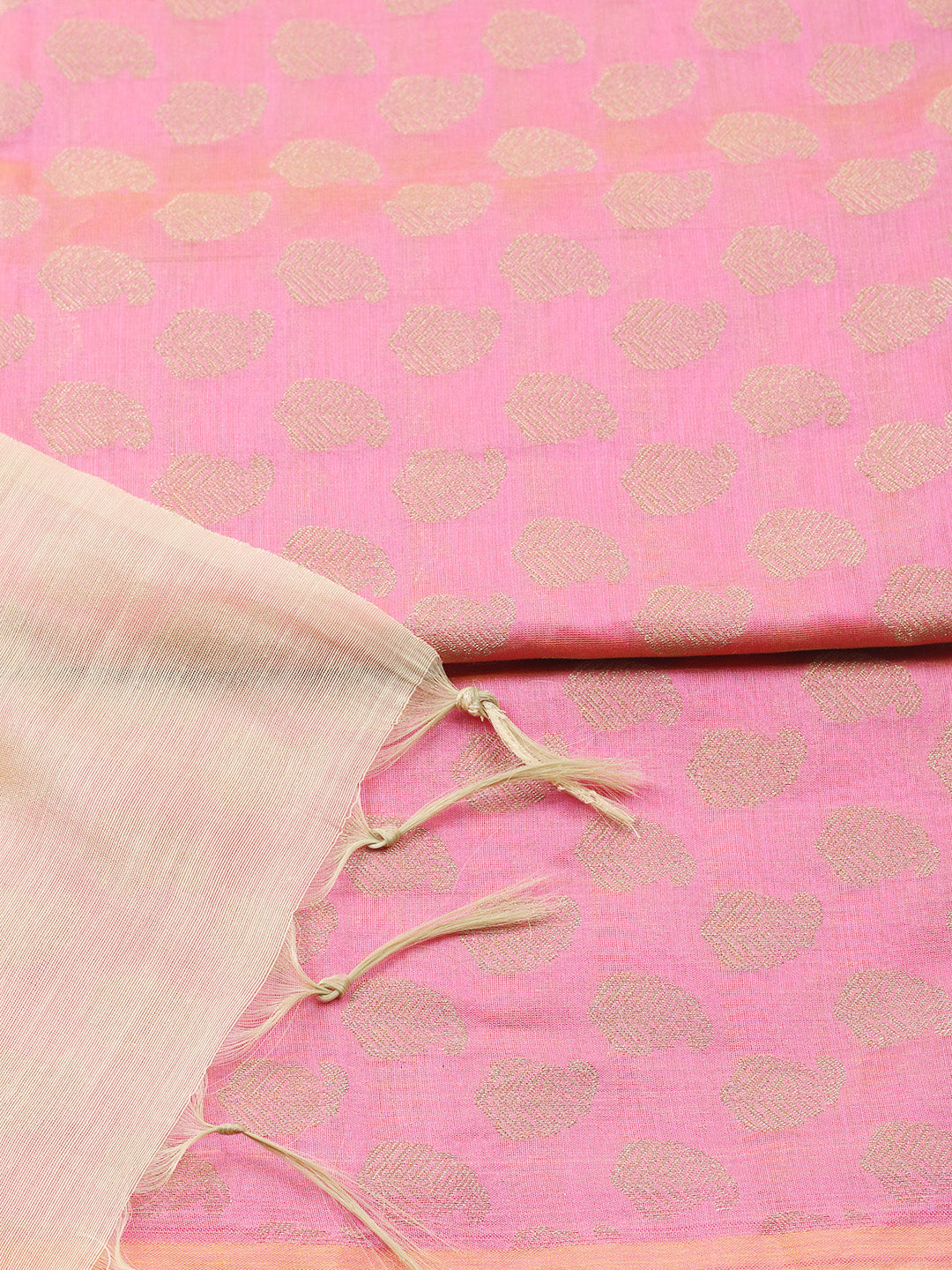 Printed Chanderi Unstitched Suit With Pant &amp; Dupatta