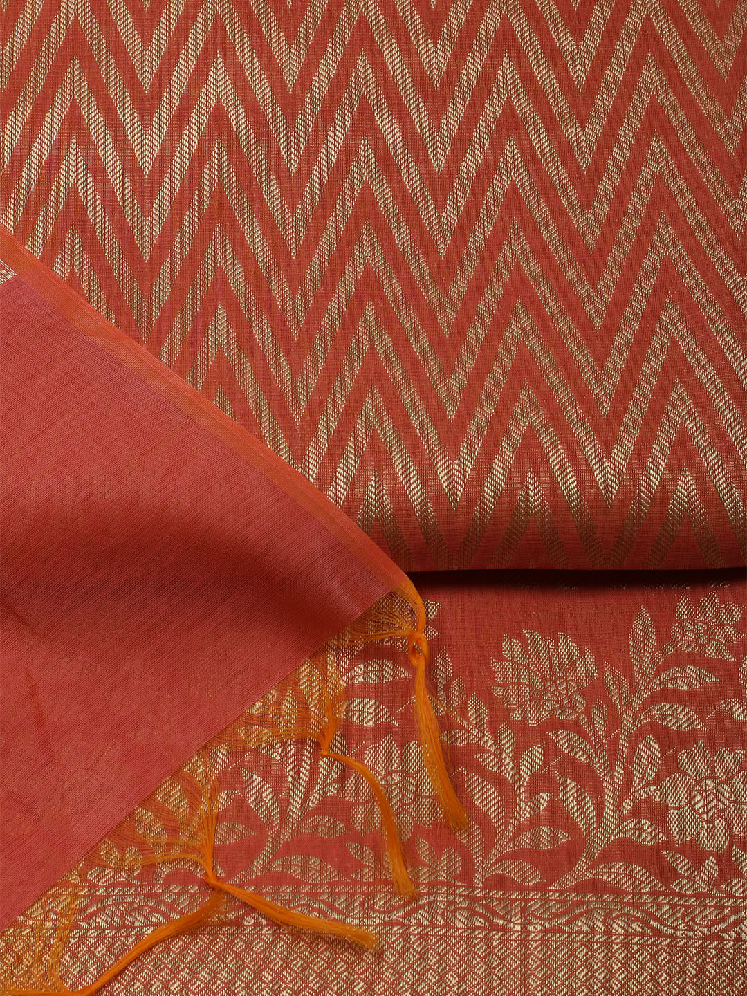 Printed Chanderi Unstitched Suit With Dupatta