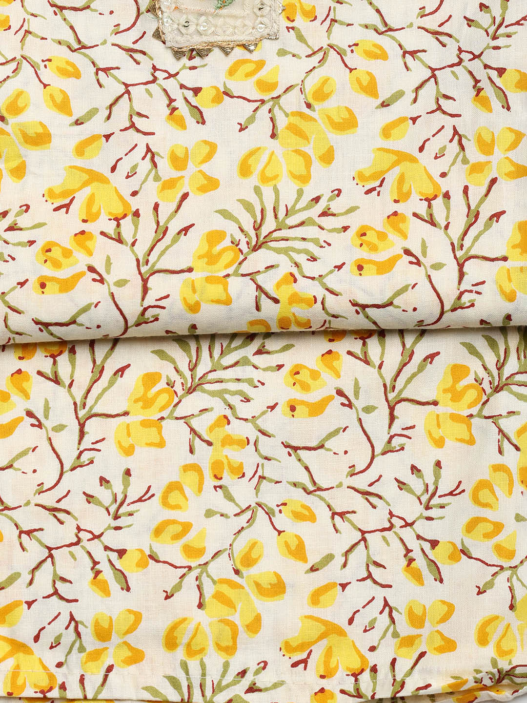 Printed Cotton Blend Unstitched Suit With Dupatta