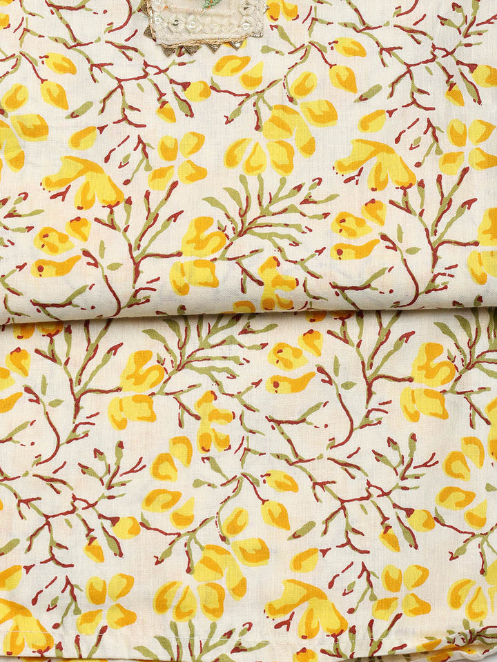 Printed Cotton Blend Unstitched Suit With Dupatta