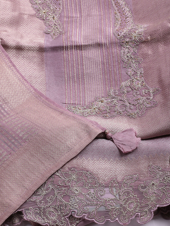 Woven Design Tissue Unstitched Suit With Dupatta