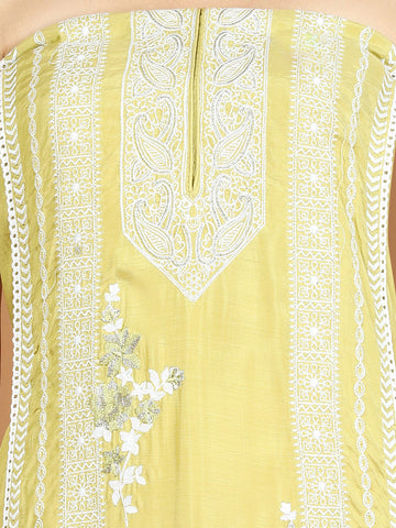 Neck Embroidered Muslin Unstitched Suit Piece With Dupatta