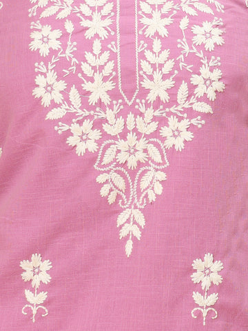 Neck Embroidered Cotton Blend Unstitched Suit Piece With Dupatta