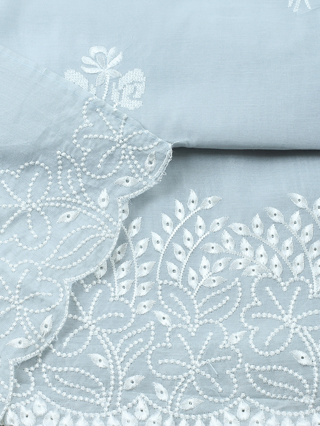 Embroidered Cotton Blend Unstitched Suit With Pant &amp; Dupatta
