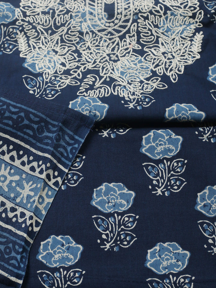 Embroidered Cotton Blend Unstitched Suit With Pant &amp; Dupatta