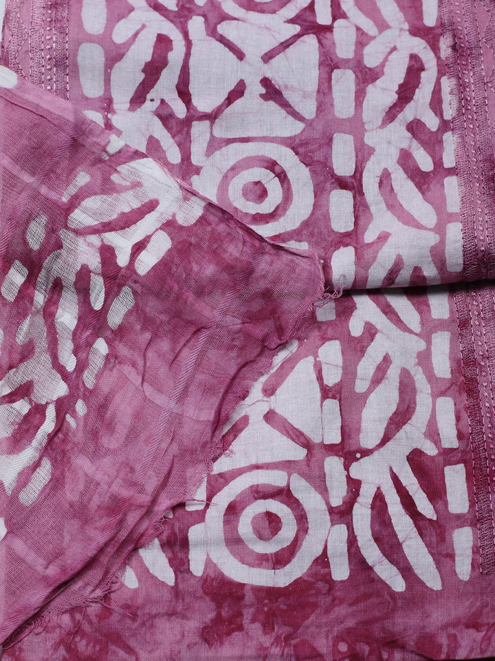 Printed Cotton Blend Unstitched Suit With Pant &amp; Dupatta