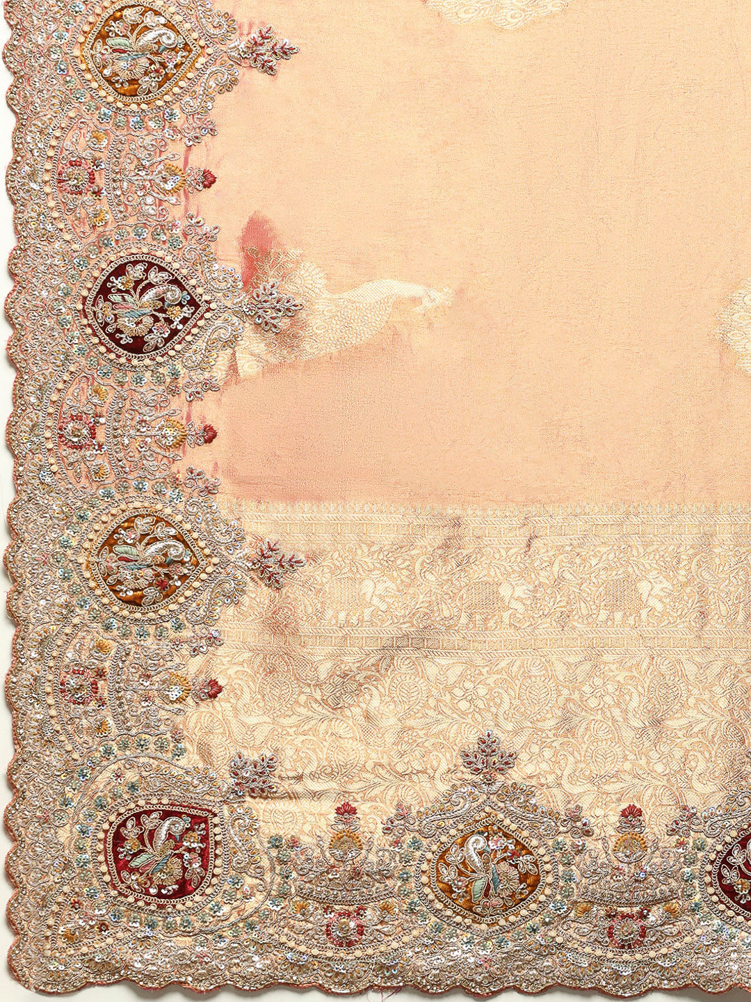 Zari Jaal &amp; Sequin Embroidered Tissue Saree